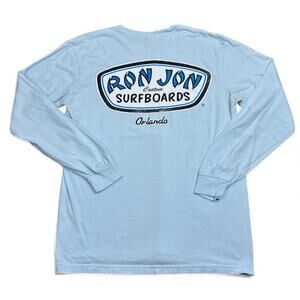 Ron Jon Surf Shop Long Sleeve T Shirt Adult Size Medium Blue Double Sided Tee